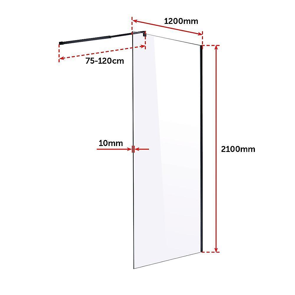 1200 x 2100mm Frameless 10mm Safety Glass Shower Screen - John Cootes