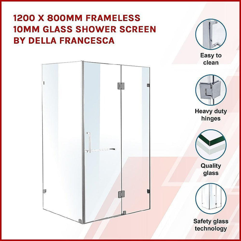 1200 x 800mm Frameless 10mm Glass Shower Screen By Della Francesca - John Cootes