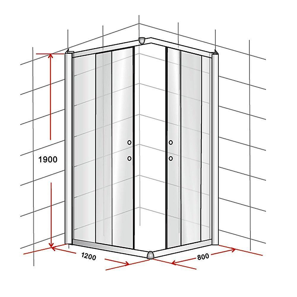 1200 x 800mm Sliding Door Nano Safety Glass Shower Screen By Della Francesca - John Cootes