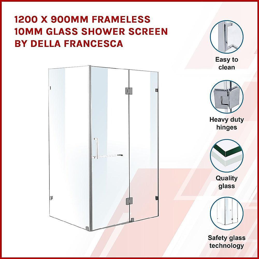 1200 x 900mm Frameless 10mm Glass Shower Screen By Della Francesca - John Cootes