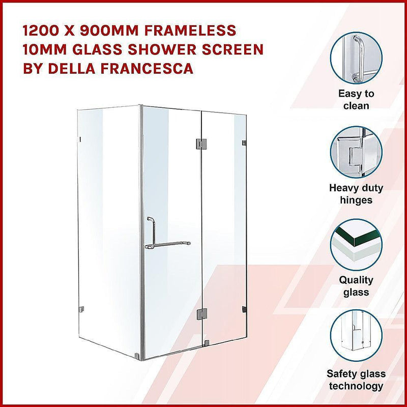 1200 x 900mm Frameless 10mm Glass Shower Screen By Della Francesca - John Cootes