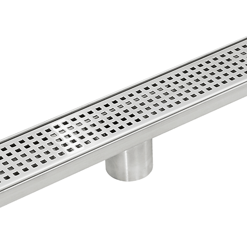 1200mm Bathroom Shower Stainless Steel Grate Drain w/Centre outlet Floor Waste Square Pattern - John Cootes
