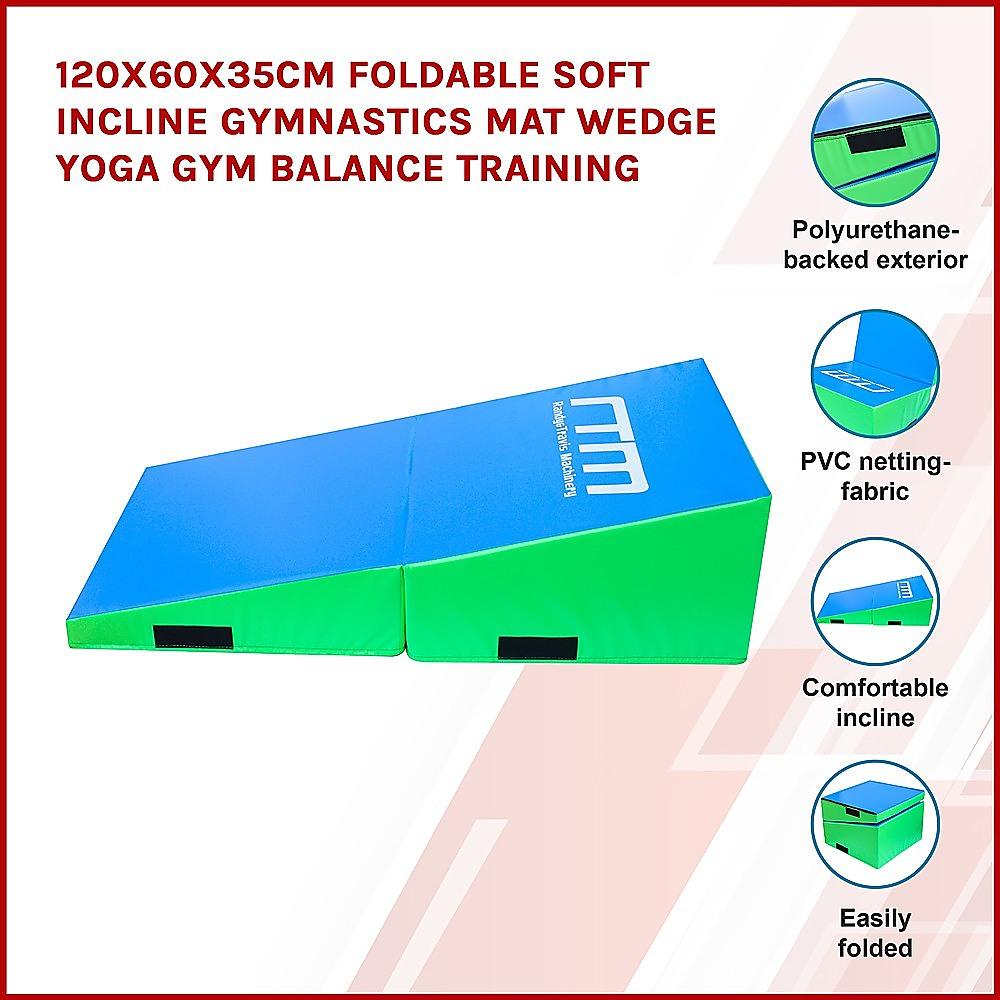 120x60x35cm Foldable Soft Incline Gymnastics Mat Wedge Yoga Gym Balance Training - John Cootes