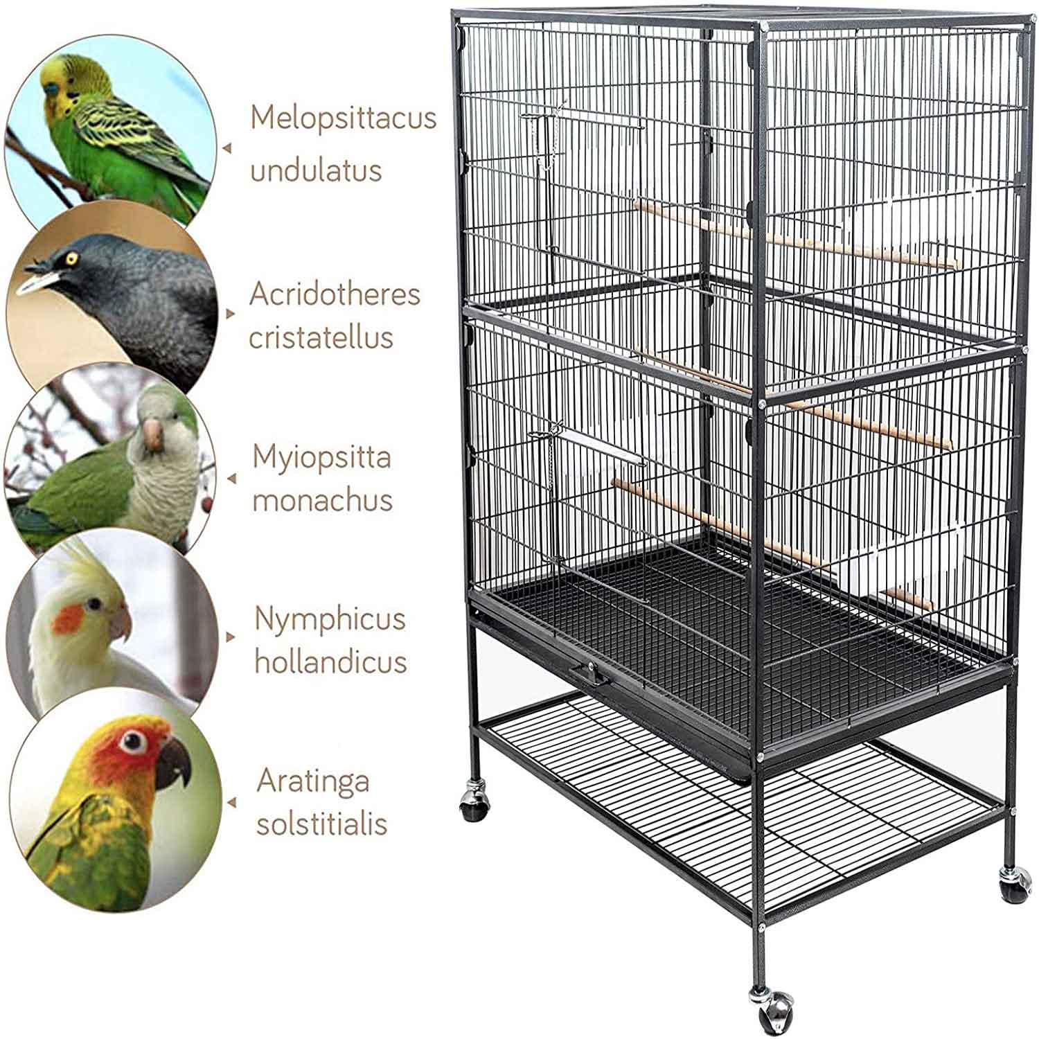 132cm Large Rolling Mobile Bird Cage Birdcage Finch Aviary Parrot Animals Playtop Stand Canary Finch - John Cootes