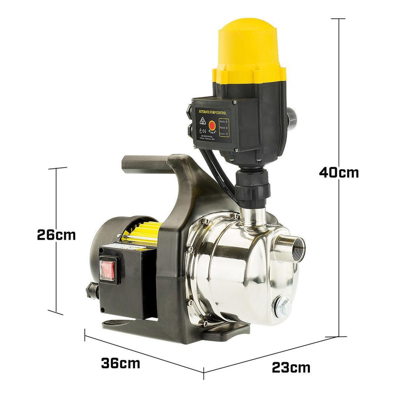 1400w Automatic stainless electric water pump - Yellow - John Cootes