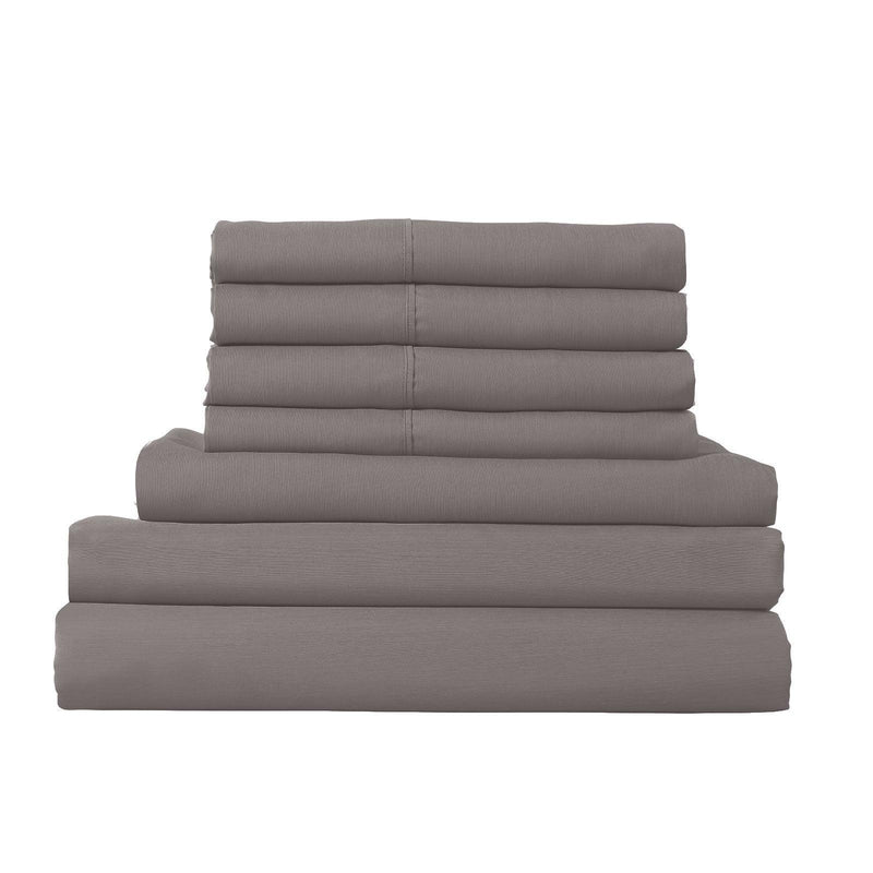 1500 Thread Count 6 Piece Combo And 2 Pack Duck Feather Down Pillows Bedding Set - King - Dusk Grey - John Cootes