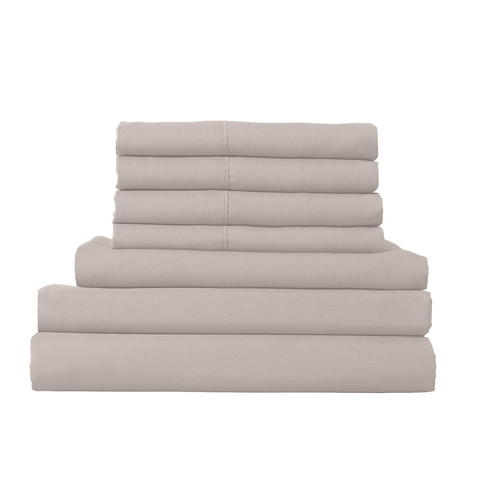 1500 Thread Count 6 Piece Combo And 2 Pack Duck Feather Down Pillows Bedding Set - King - Stone - John Cootes