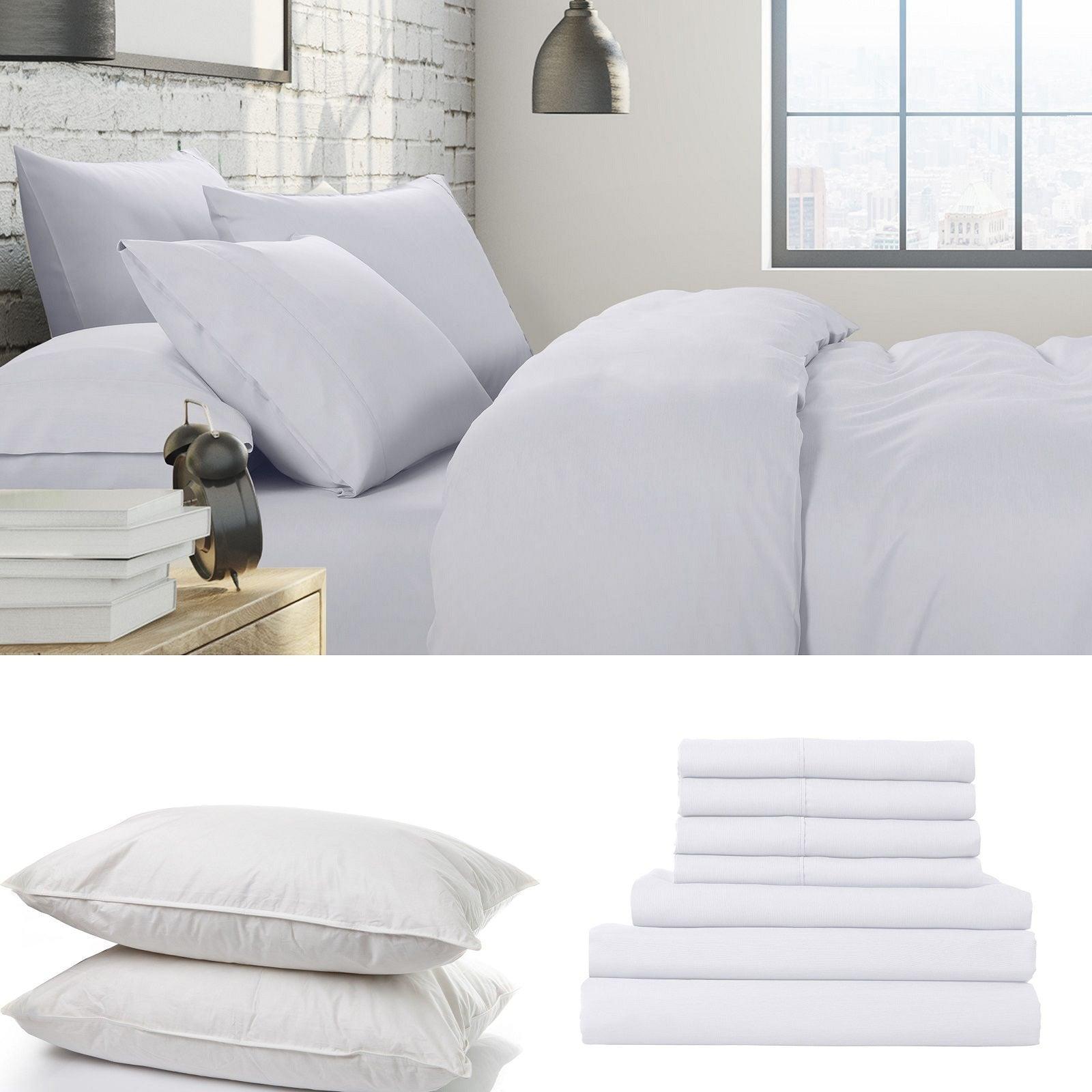 1500 Thread Count 6 Piece Combo And 2 Pack Duck Feather Down Pillows Bedding Set - King - Stone - John Cootes