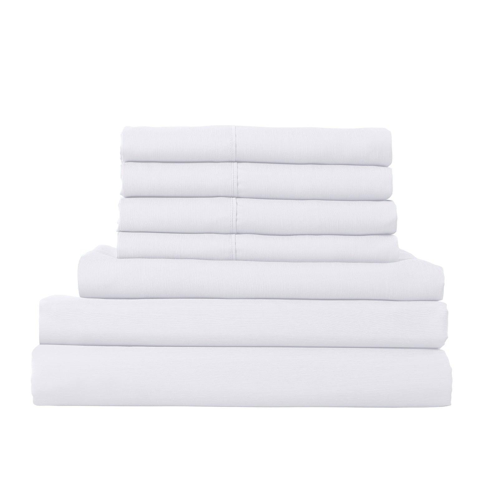 1500 Thread Count 6 Piece Combo And 2 Pack Duck Feather Down Pillows Bedding Set - King - White - John Cootes