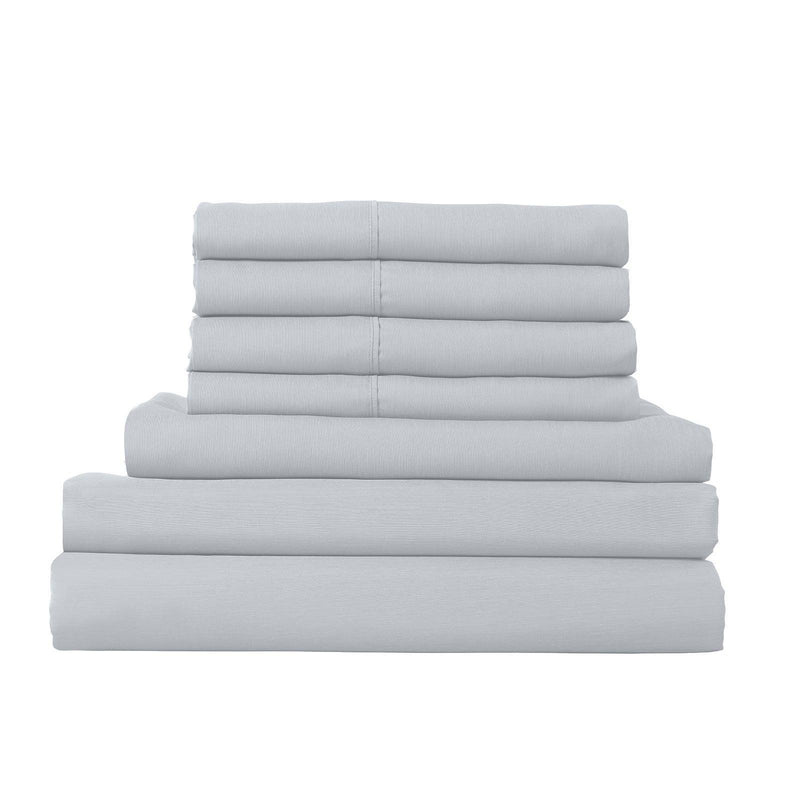 1500 Thread Count 6 Piece Combo And 2 Pack Duck Feather Down Pillows Bedding Set - Queen - Indigo - John Cootes