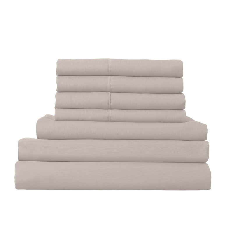 1500 Thread Count 6 Piece Combo And 2 Pack Duck Feather Down Pillows Bedding Set - Queen - Stone - John Cootes