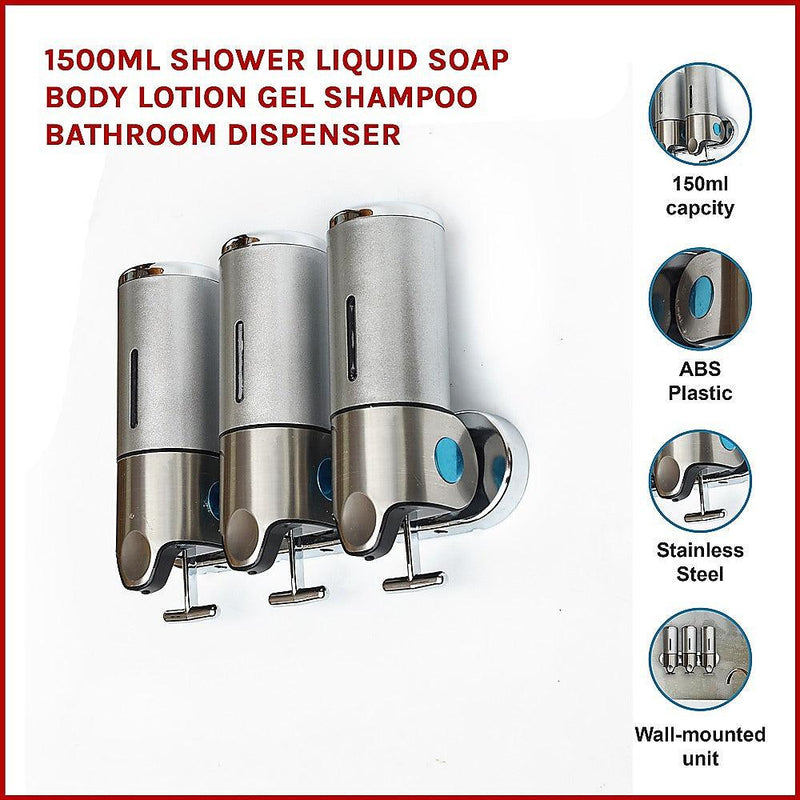 1500ml Shower Liquid Soap Body Lotion Gel Shampoo Bathroom DISPENSER - John Cootes
