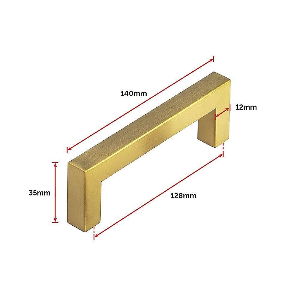 15x Brushed Brass Drawer Pulls Kitchen Cabinet Handles - Gold Finish 128mm - John Cootes