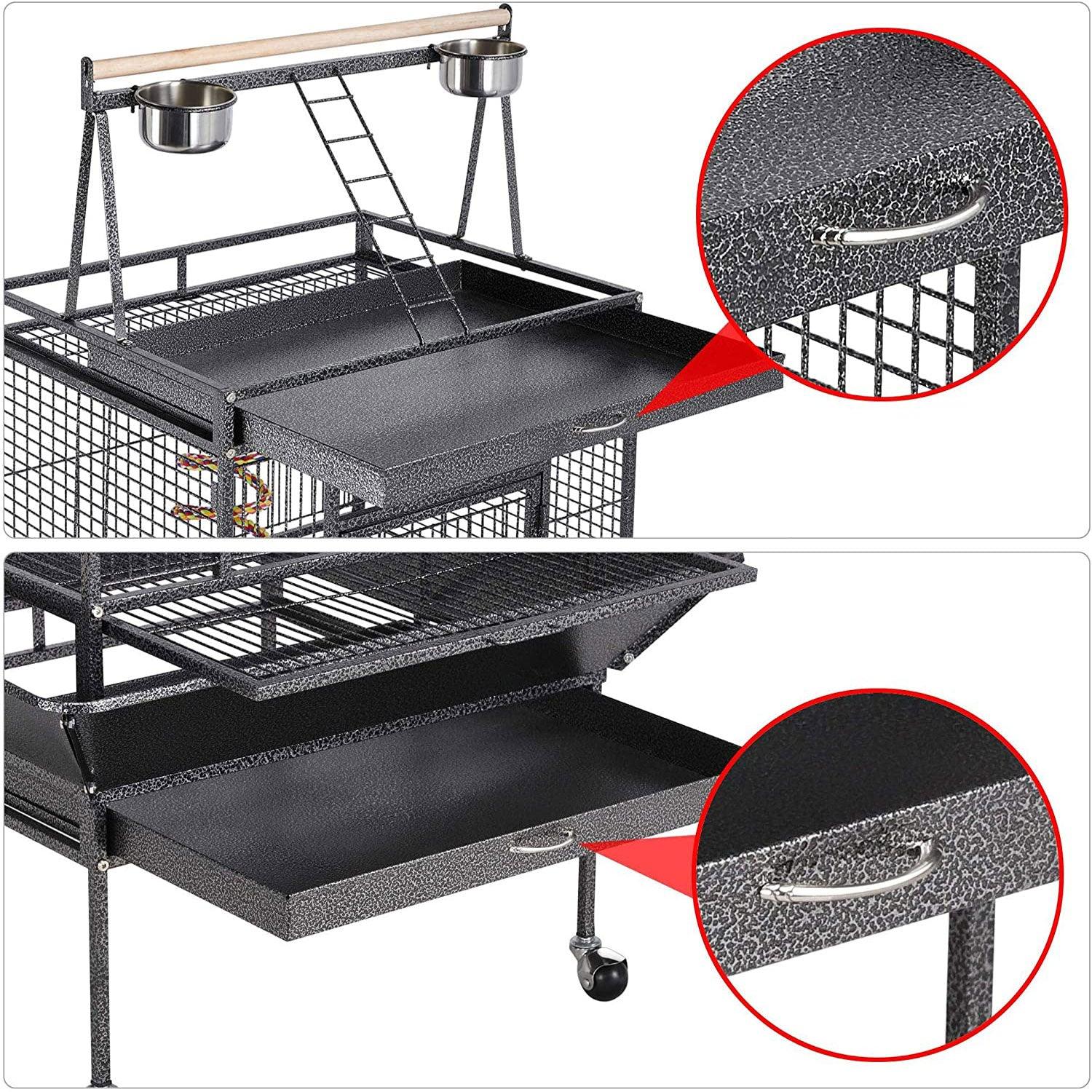 174cm Large Rolling Mobile Bird Cage Birdcage Finch Aviary Parrot Animals Playtop Stand Canary Finch - John Cootes