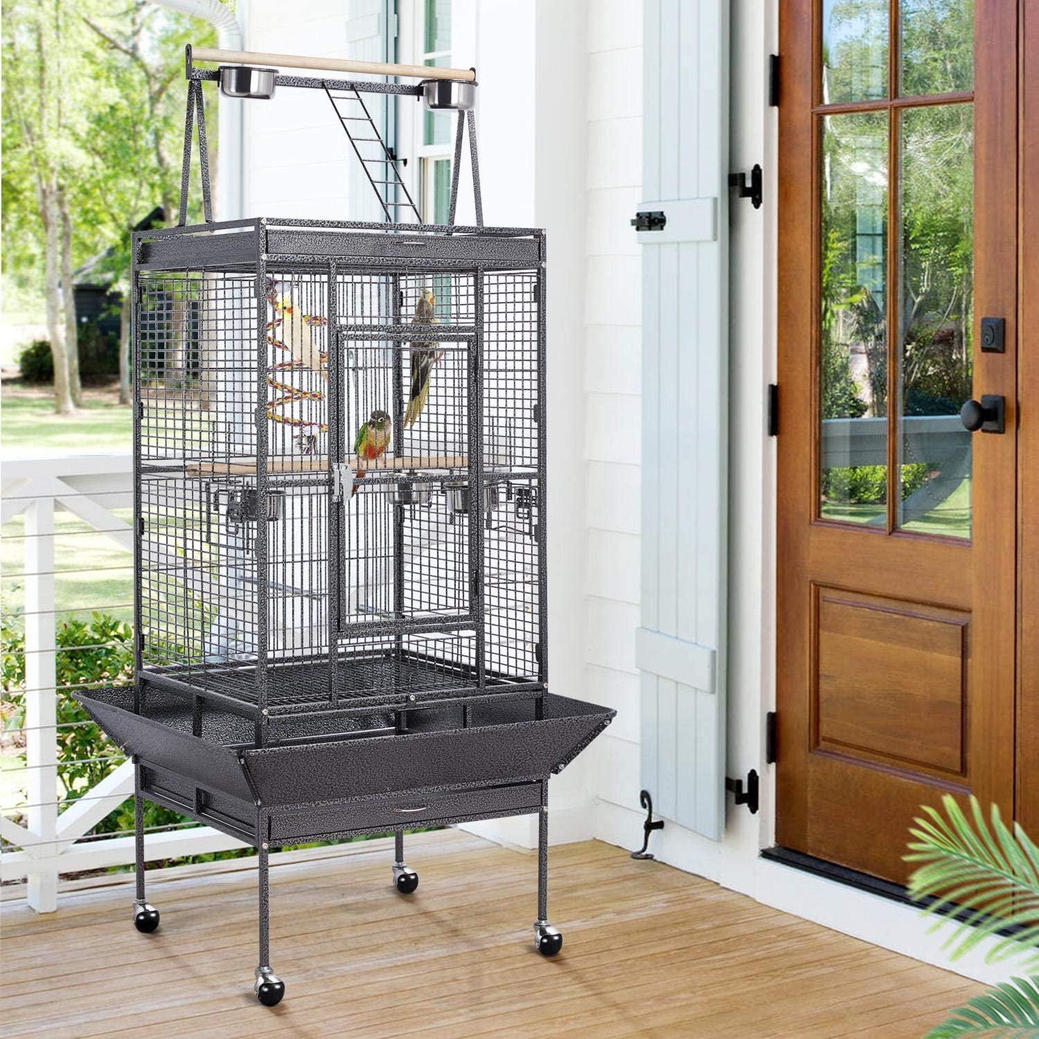 174cm Large Rolling Mobile Bird Cage Birdcage Finch Aviary Parrot Animals Playtop Stand Canary Finch - John Cootes