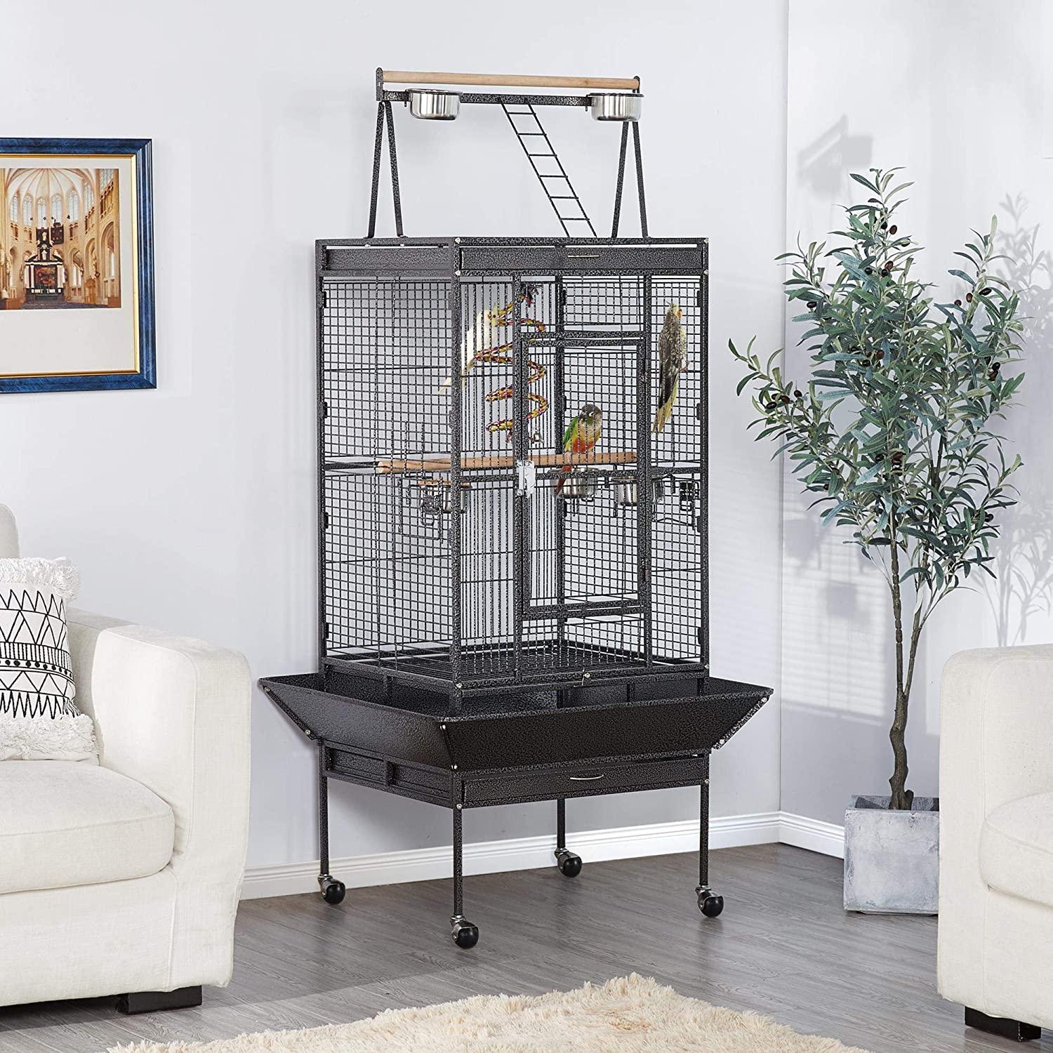 174cm Large Rolling Mobile Bird Cage Birdcage Finch Aviary Parrot Animals Playtop Stand Canary Finch - John Cootes