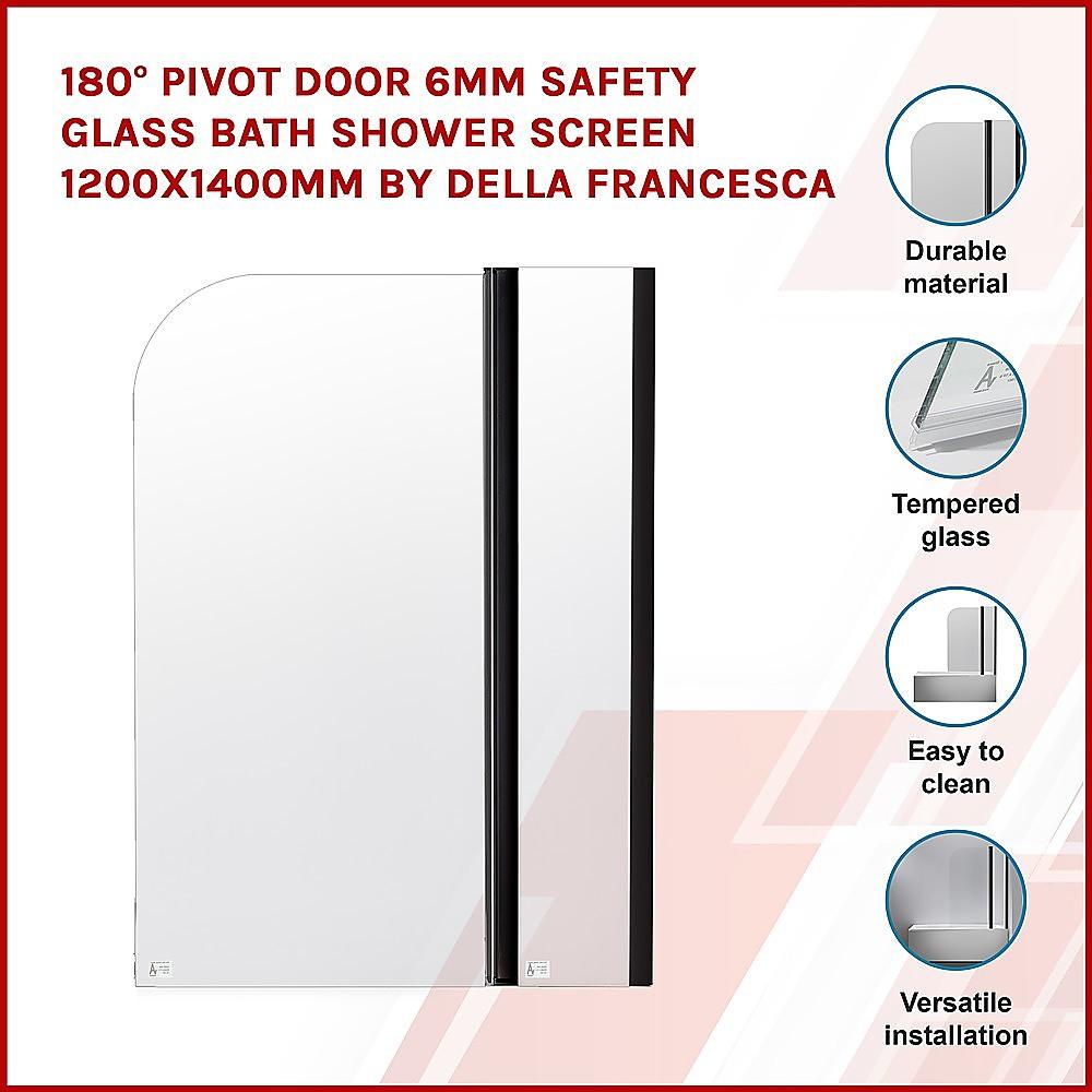 180° Pivot Door 6mm Safety Glass Bath Shower Screen 1200x1400mm By Della Francesca - John Cootes