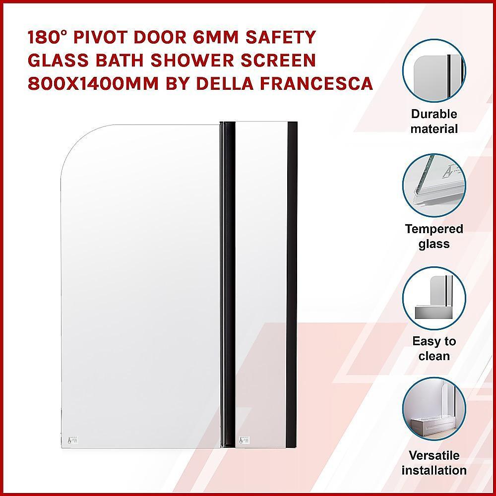 180° Pivot Door 6mm Safety Glass Bath Shower Screen 800x1400mm By Della Francesca - John Cootes