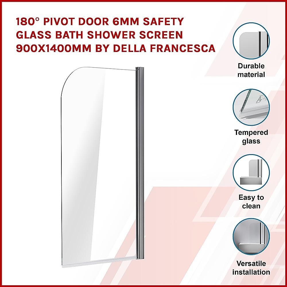 180° Pivot Door 6mm Safety Glass Bath Shower Screen 900x1400mm By Della Francesca - John Cootes