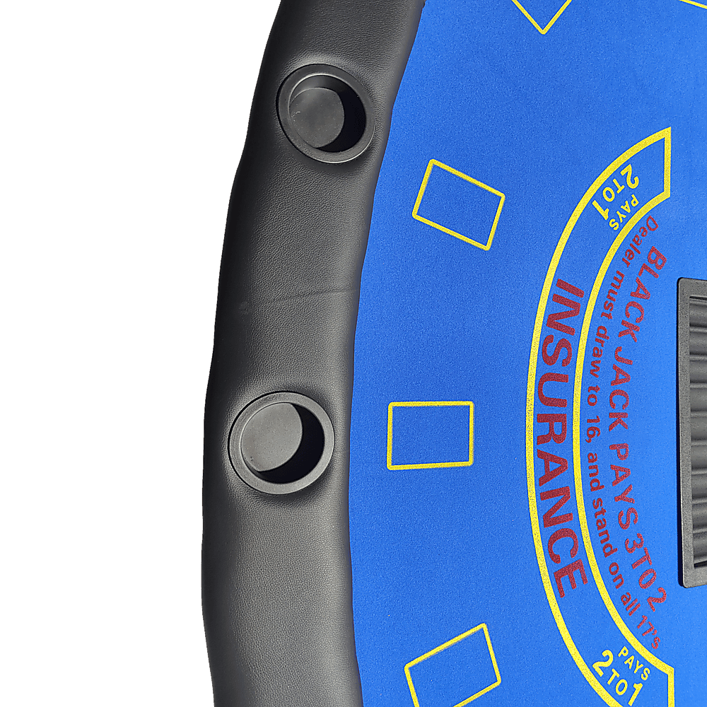 185cm Folded 7 Player Poker Blackjack Table Game Desk W/Cup Holder - John Cootes