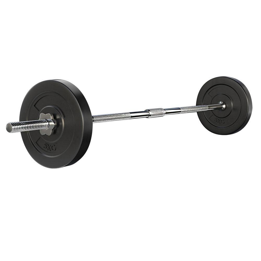 18KG Barbell Weight Set Plates Bar Bench Press Fitness Exercise Home Gym 168cm - John Cootes