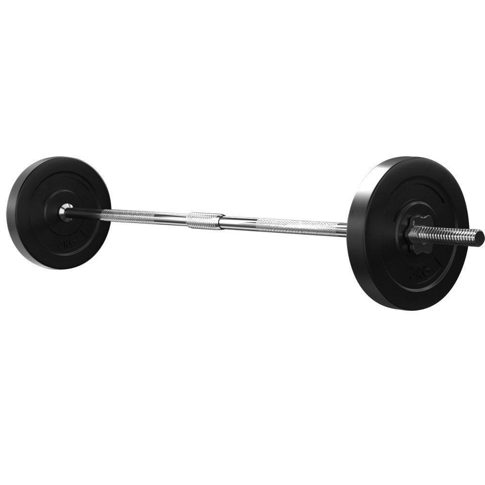 18KG Barbell Weight Set Plates Bar Bench Press Fitness Exercise Home Gym 168cm - John Cootes