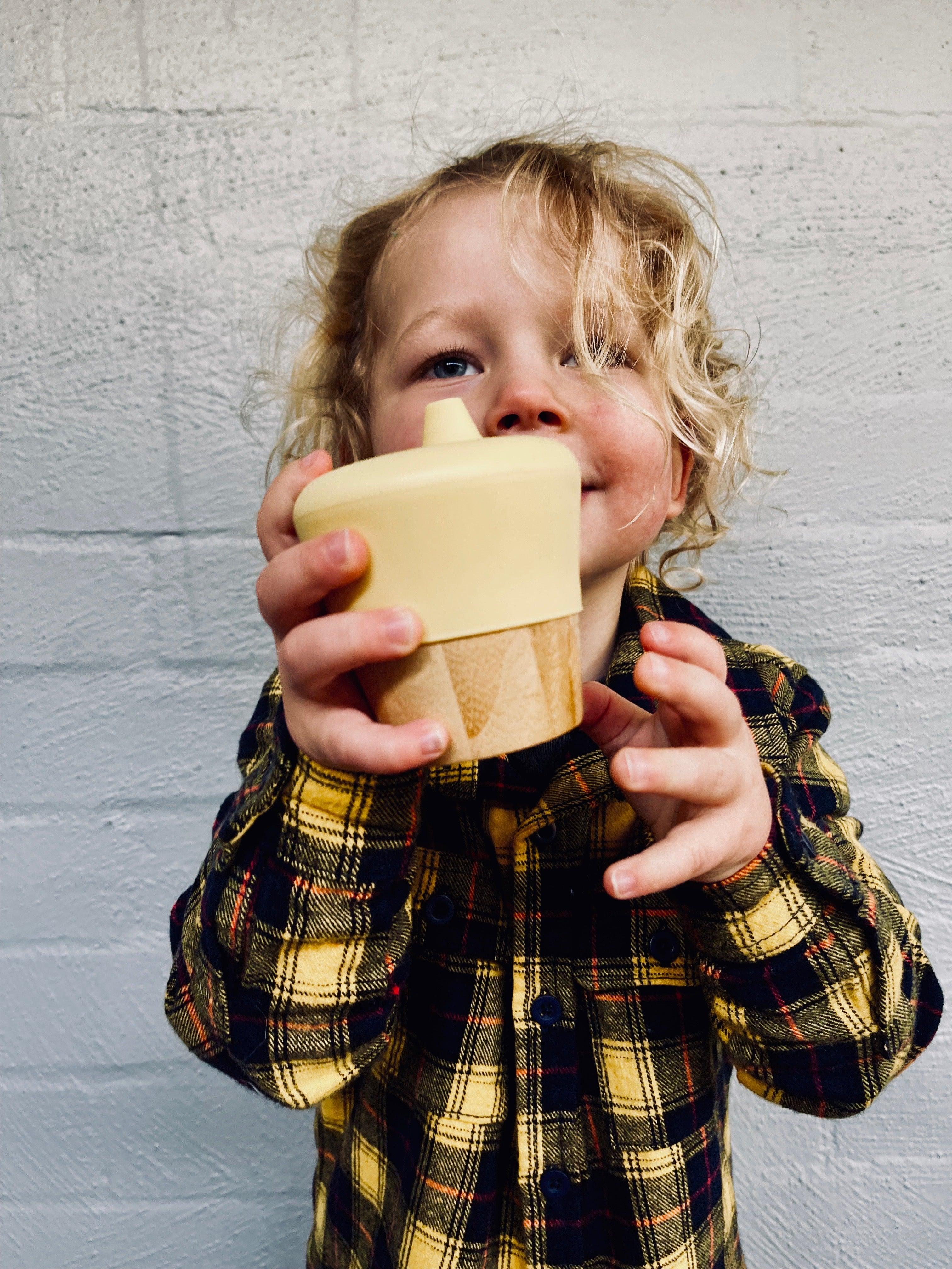 190ml bamboo cup with silicone sippy lid - John Cootes