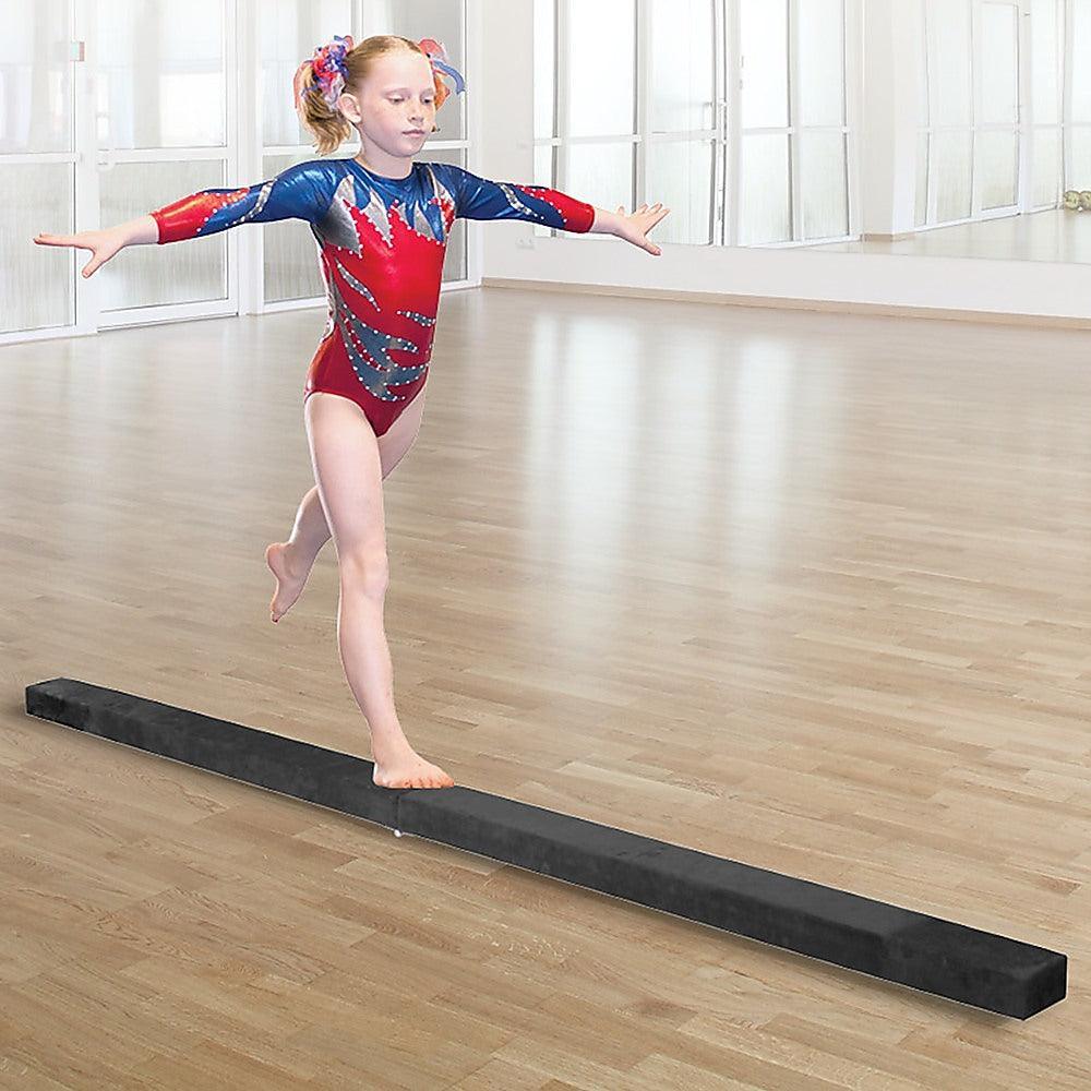 2.4m (8FT) Gymnastics Folding Balance Beam Black Synthetic Suede - John Cootes