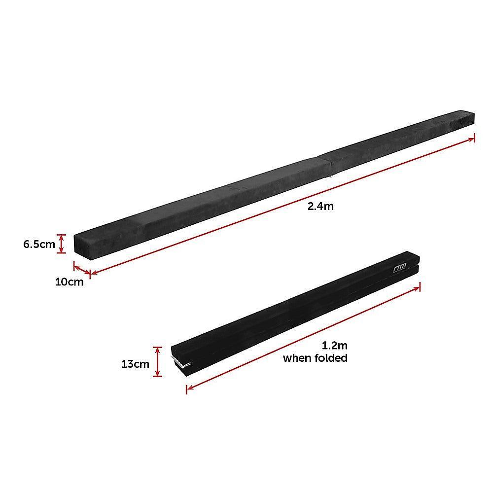 2.4m (8FT) Gymnastics Folding Balance Beam Black Synthetic Suede - John Cootes