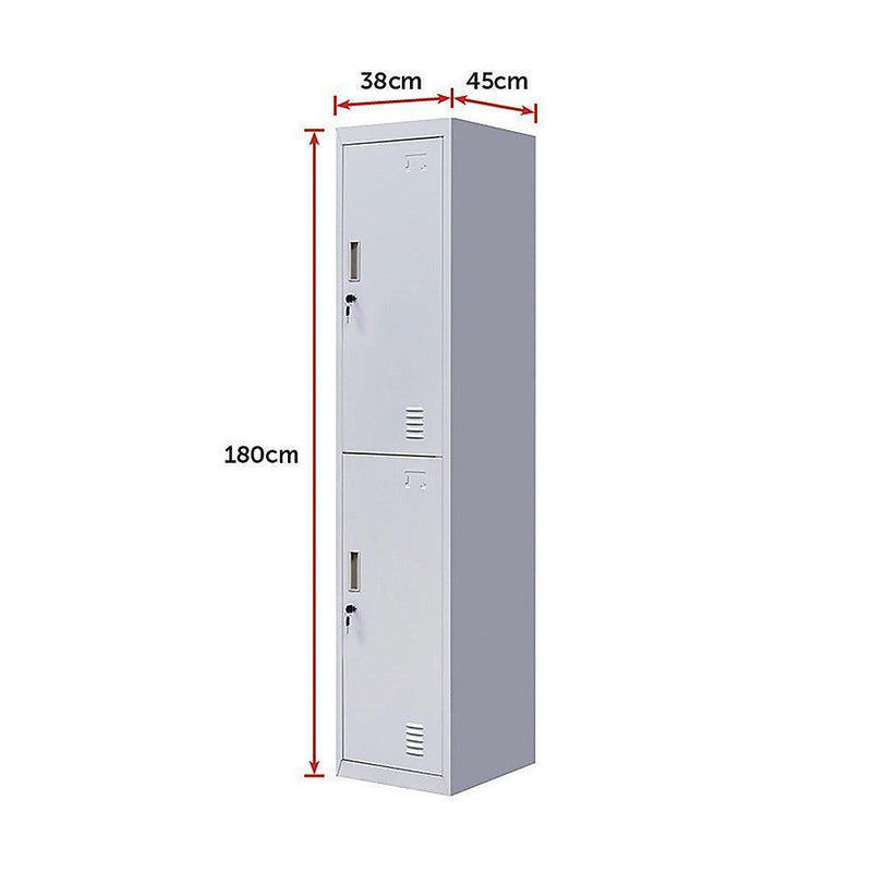 2-Door Vertical Locker for Office Gym Shed School Home Storage - John Cootes