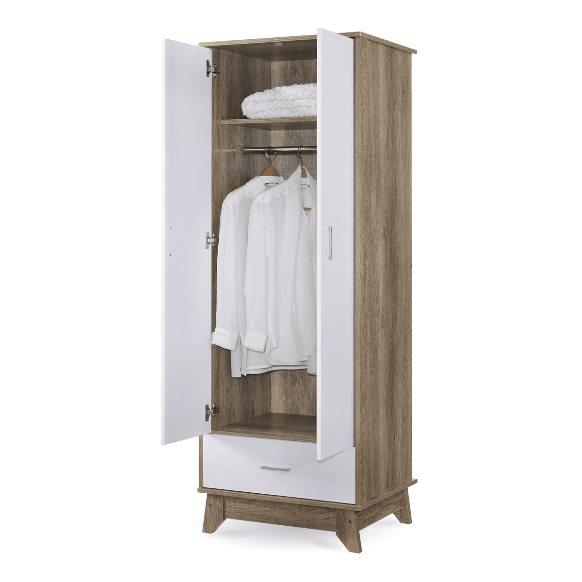 2 Door Wardrobe w/ Drawer Oak - John Cootes