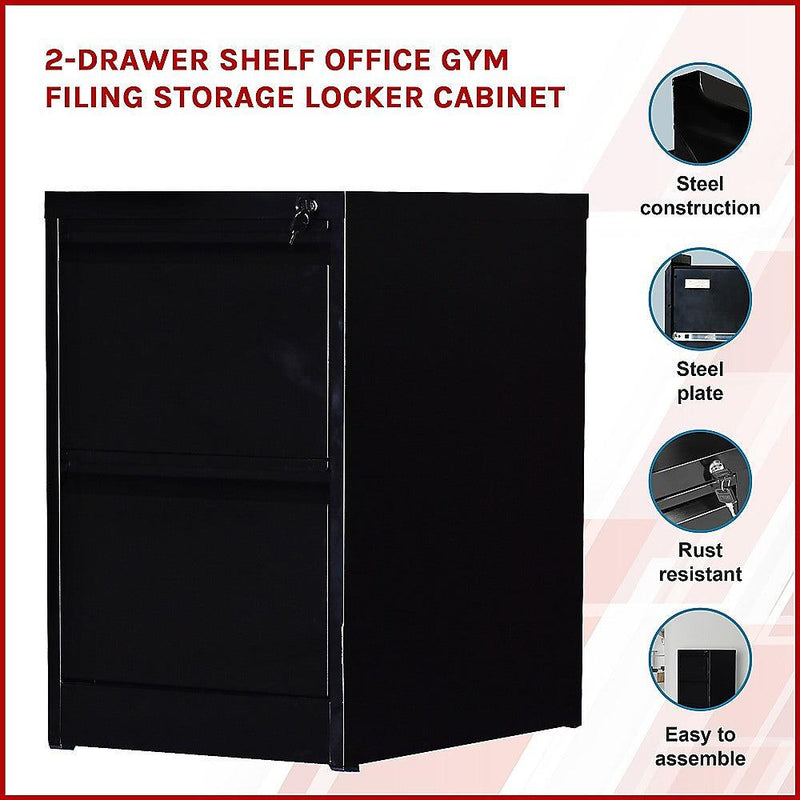 2-Drawer Shelf Office Gym Filing Storage Locker Cabinet - John Cootes