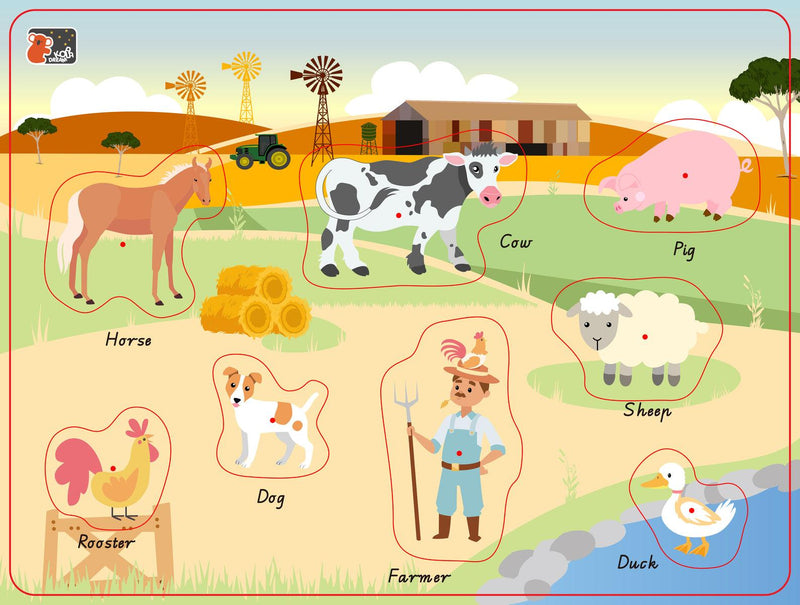 2 IN 1 AUSTRALIAN FARM ANIMAL PEG PUZZLE - John Cootes