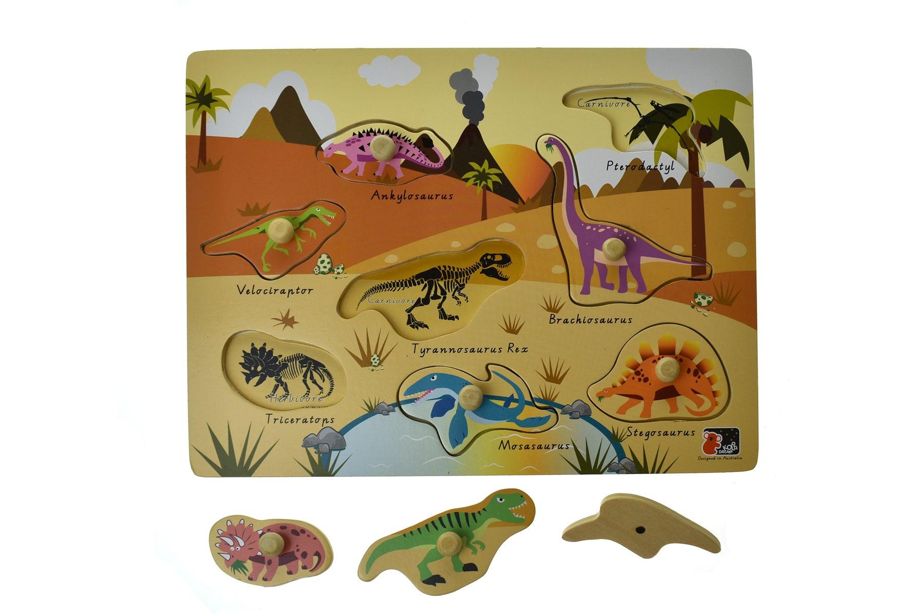 2 IN 1 DINOSAUR PEG PUZZLE - John Cootes