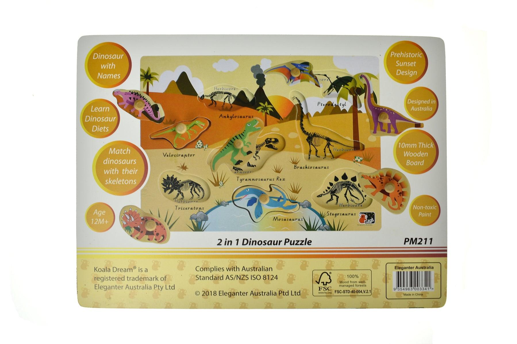 2 IN 1 DINOSAUR PEG PUZZLE - John Cootes