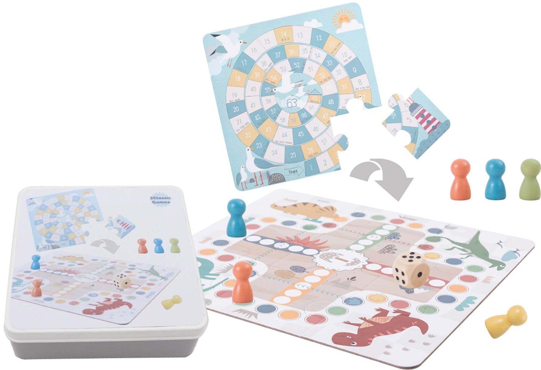 2 IN 1 GAME IN TIN BOX LUDO THE GAME OF GOOSE - John Cootes