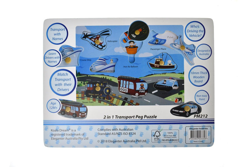 2 IN 1 TRANSPORT PEG PUZZLE - John Cootes