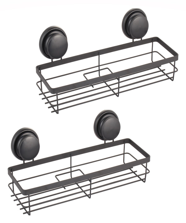 2 Pack Rectangular Corner Shower Caddy Shelf Basket Rack with Premium Vacuum Suction Cup No-Drilling for Bathroom and Kitchen - John Cootes