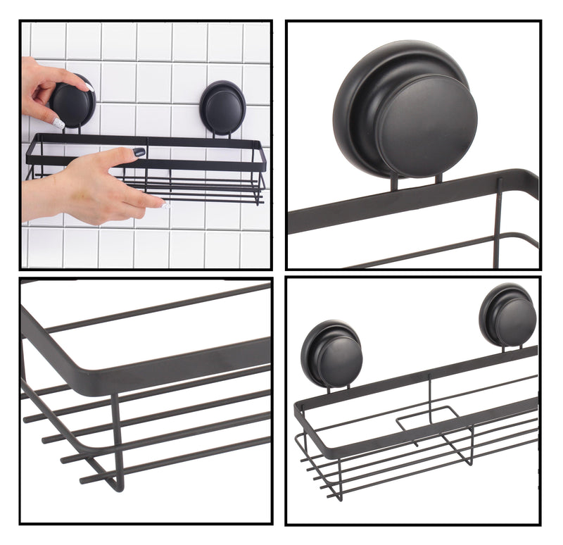 2 Pack Rectangular Corner Shower Caddy Shelf Basket Rack with Premium Vacuum Suction Cup No-Drilling for Bathroom and Kitchen - John Cootes