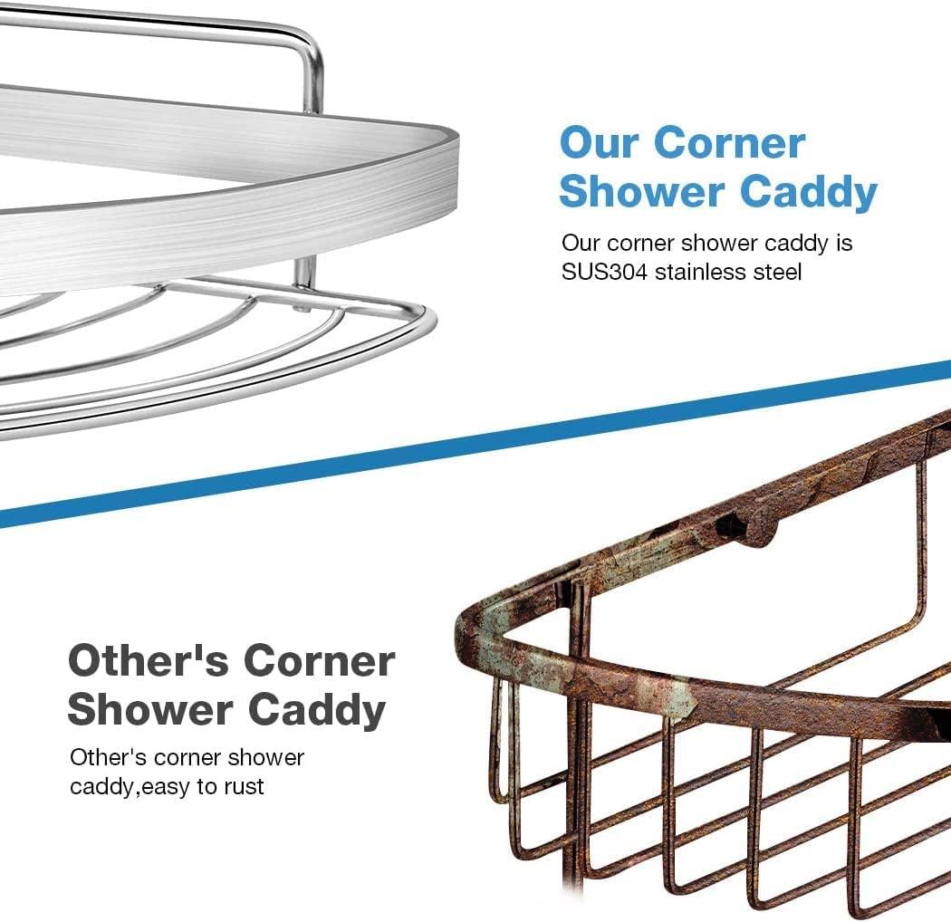 2 Pack Wall Mounted Adhesive Stainless Steel with Hooks Bathroom Shelf Storage Organizer - John Cootes