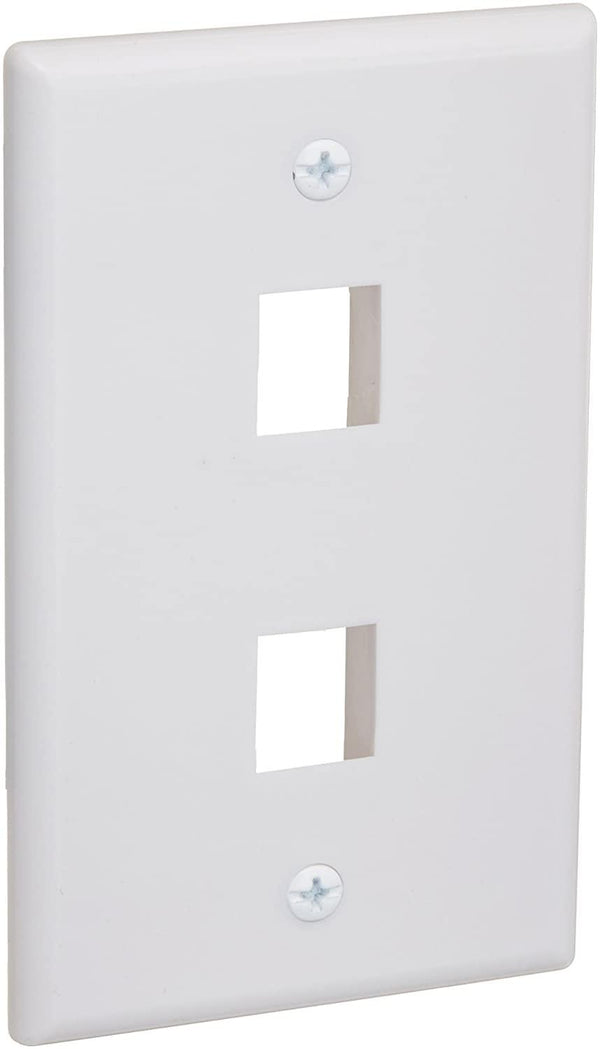 2 Port QuickPort outlet Wall Plate face plate, two Gang White - John Cootes