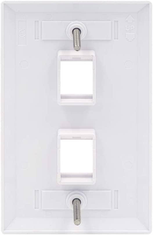 2 Port QuickPort outlet Wall Plate face plate, two Gang White - John Cootes