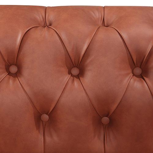 2 Seater Brown Sofa Lounge Chesterfireld Style Button Tufted in Faux Leather - John Cootes