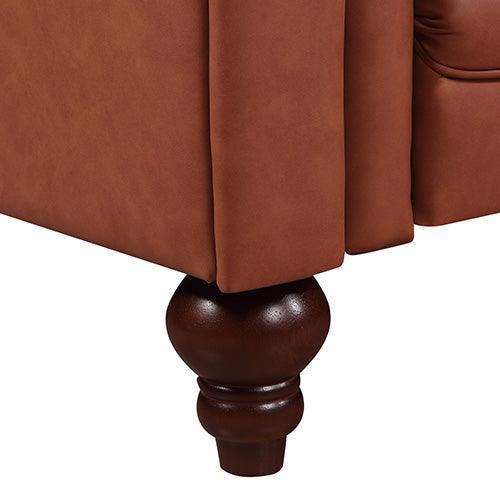 2 Seater Brown Sofa Lounge Chesterfireld Style Button Tufted in Faux Leather - John Cootes