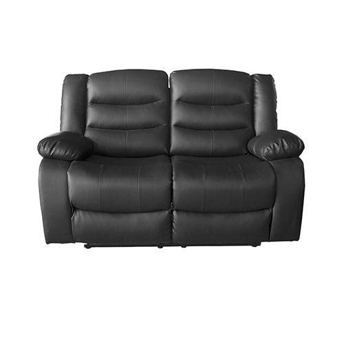 2 Seater Recliner Sofa In Faux Leather Lounge Couch in Black - John Cootes