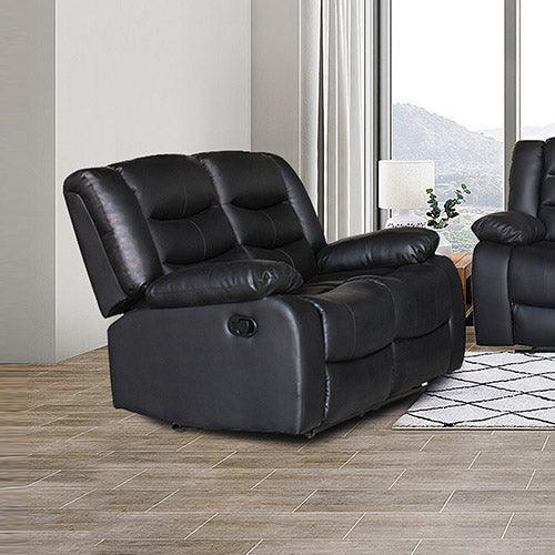 2 Seater Recliner Sofa In Faux Leather Lounge Couch in Black - John Cootes