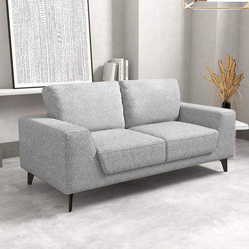 2 Seater Sofa Light Grey Fabric Lounge Set for Living Room Couch with Solid Wooden Frame Black Legs - John Cootes