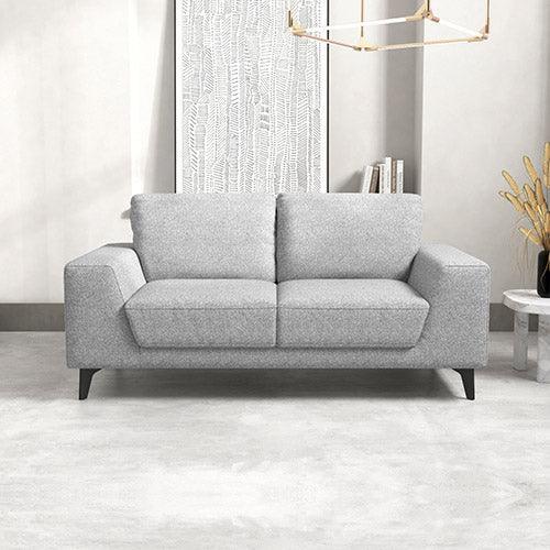 2 Seater Sofa Light Grey Fabric Lounge Set for Living Room Couch with Solid Wooden Frame Black Legs - John Cootes