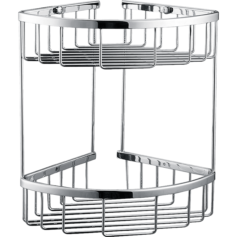 2-Tier Corner Bathroom Basket Shelf Rail Rack - John Cootes