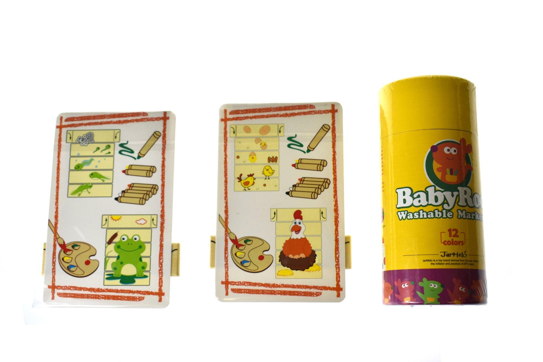 2 X COLOURING WOODEN JACOB'S LADDER WITH 12 COLOURS WASHABLE MARKERS - John Cootes